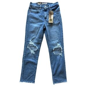 Womens Levi's 724 High Rise Straight Cropped Jeans - Blue Denim - Size 4 W27 NEW